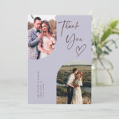 Double Arch Lila trouwfoto Bedankkaart (Staand voorkant)