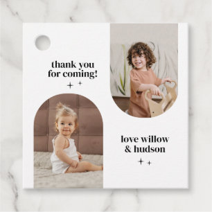 Double Arch Photo Joint Verjaardag Papier Bedankjes Labels