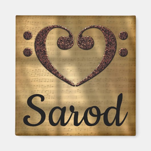 Double Bass Clef Heart Sarod Magneet (Voorkant)
