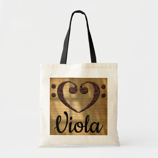 Double Bass Clef Heart Viola Tote Bag (Voorkant)