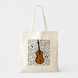 Double Bass Musical Notes, Bassist Muziekdocent Tote Bag