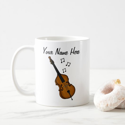 Double Basse Custom Mug Baid Musicien Cadeau (Avec donut)
