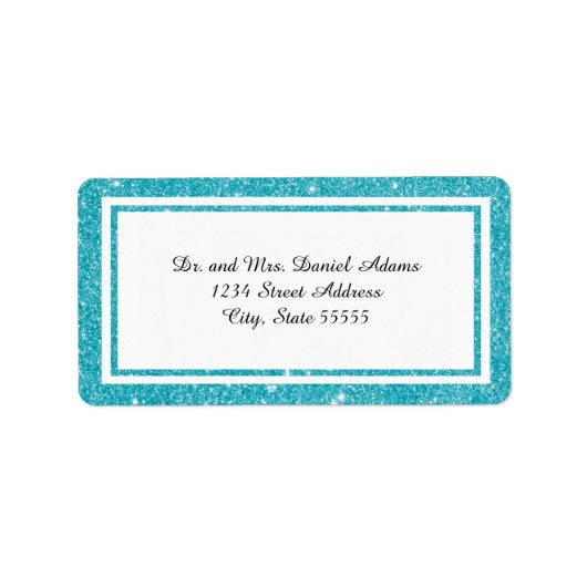 Double Blue Glitter Trim - Étiquette d'adresse (Devant)