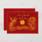 Double bonheur chinois RSVP mariage rouge invitati (Devant / Derrière)