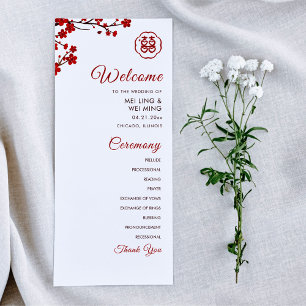 Double Bonheur Élégant Programme de Mariage Chinoi