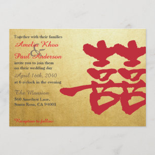 Double Bonheur Faire-part de mariage chinois