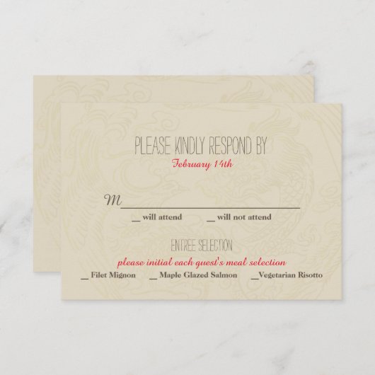 Double Bonheur Faire-part de mariage chinois - RSV (Devant / Derrière)