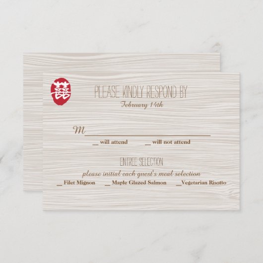 Double Bonheur Faire-part de mariage chinois - RSV (Devant / Derrière)
