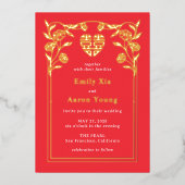 Double bonheur FOIL chinois Faire-part de mariage (Recto)