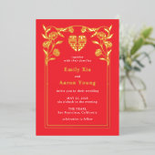 Double bonheur FOIL chinois Faire-part de mariage (Debout devant)