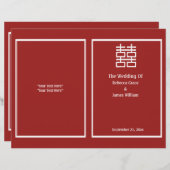 Double Bonheur Programme de mariage chinois (Devant / Derrière)