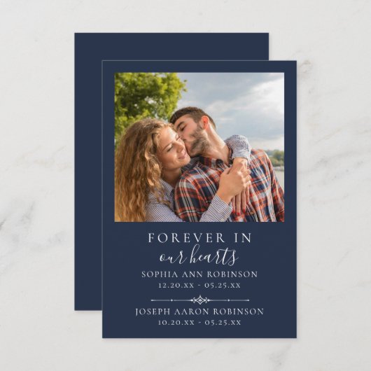 Double carte de prière bleue pour les funérailles (Devant / Derrière)