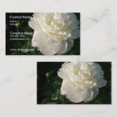 Double carte de visite blanc de pivoine (Devant / Derrière)