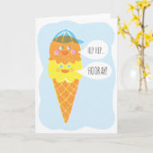 Double carte de voeux de crème glacée de garçon de (Fleur jaune)