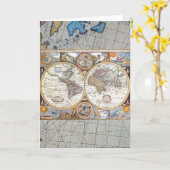 Double carte du 17ème siècle du monde d'hémisphère (Fleur jaune)