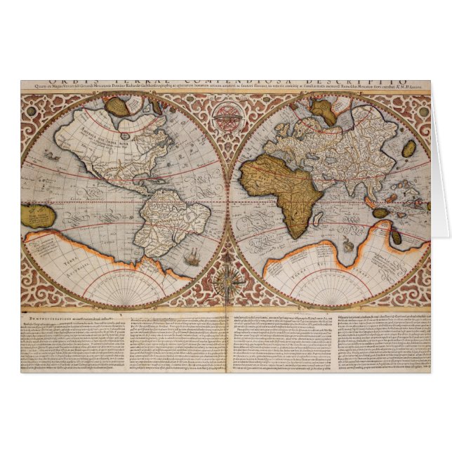 Double carte du monde d'hémisphère, 1587 (Devant horizontal)