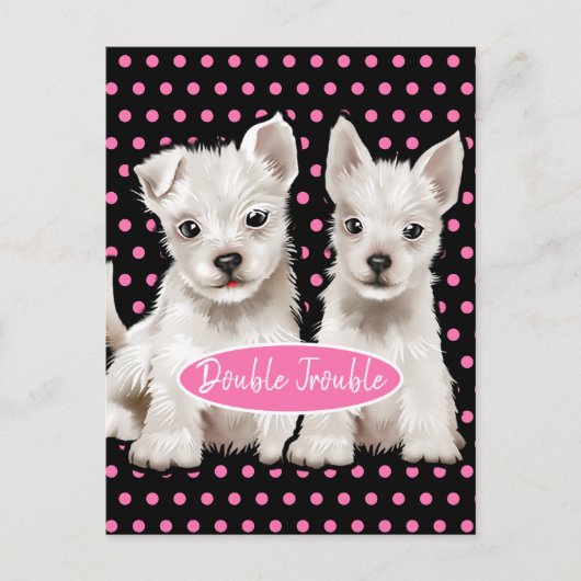 Double carte postale de chiots de jumeau de (Devant)