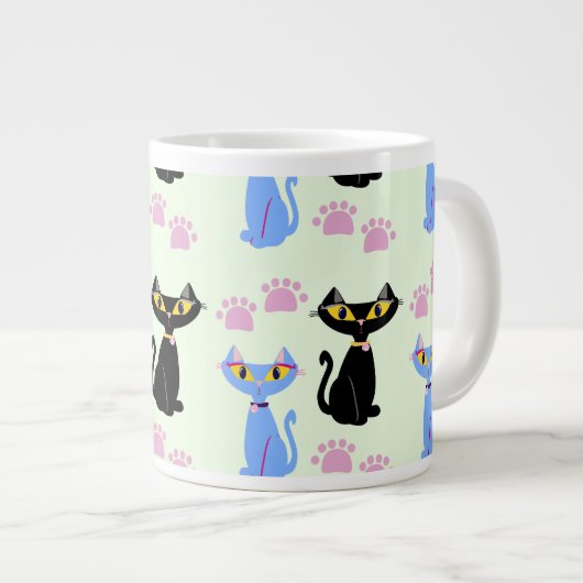 Double Cat Pattern Grote Koffiekop (Voorkant rechts)