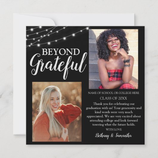 Double Celebration 2 Photo Afstuderen Bedankkaart (Voorkant)