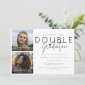 Double Celebration 2 Photo Afstuderen Kaart (Staand voorkant)