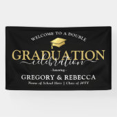 Double Celebration Graduation Party Afstuderen Ban Spandoek (Horizontaal)