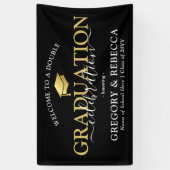 Double Celebration Graduation Party Afstuderen Ban Spandoek (Verticaal)