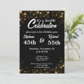 Double Celebration Joint Verjaardag Goud Zwart Kaart (Staand voorkant)