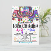 Double Celebration Roller Skating Disco Invitation (Debout devant)