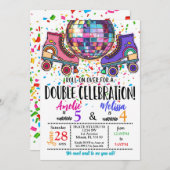 Double Celebration Roller Skating Disco Invitation (Devant / Derrière)