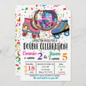 Double Célébration Roller Skating Disco Invitation (Devant / Derrière)