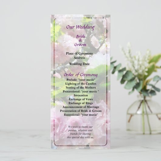 Double Cherry Blossoms Programme de mariage (Debout devant)