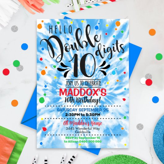 Double chiffres Anniversaire Invitation Garçon Tie