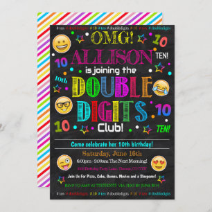 Double Chiffres Club Fête Anniversaire Invitation