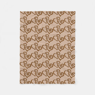 Double Chocolate Brown Hearts Patroon Fleece Deken