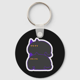 Double Chonky Black Cat Keychain