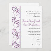 Double Coeur Violet Frappe Les Invitations De Mari (Devant / Derrière)