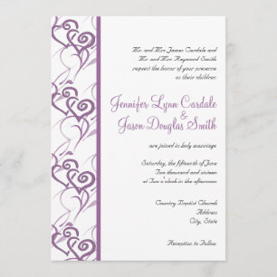 Double Coeur Violet Frappe Les Invitations De Mari