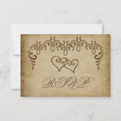 Double Coeurs Rustique Burlap Wedding Cartes RSVP (Dos)
