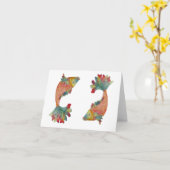 Double Coi Poisson blanc carte de voeux (Fleur jaune)