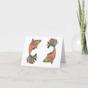 Double Coi Poisson blanc carte de voeux