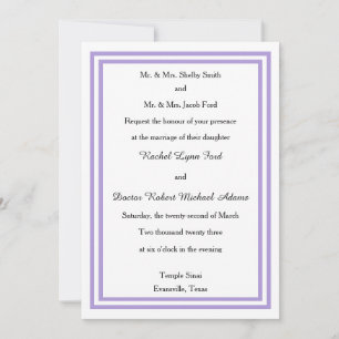 Double coupe Lavender -5x7 Faire-part de mariage