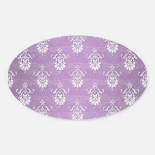 Double Damask Lavender Paarse Ovale Sticker