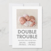 Double difficulté Grey Twins Baby Faire-part (Devant)