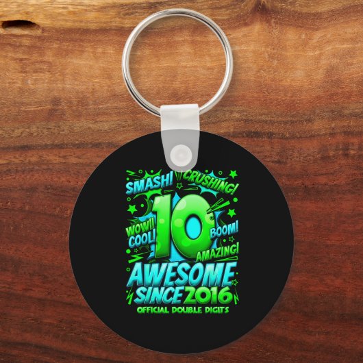 Double Digits 10 Year Old Boys 10th Birthday Boy Sleutelhanger (Voorkant)