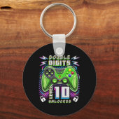 Double Digits Level 10 Unlocked Video Game 10th Bi Sleutelhanger (Voorkant)