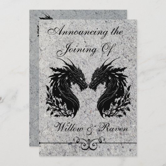 Double Dragon Medieval Handfasting Invitation (Devant / Derrière)