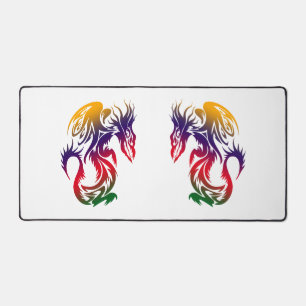 Double Dragons Colorful Tattoo Style Artwork