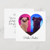 Double Duo Split Photo Heart Besties carte mignonn (Devant / Derrière)