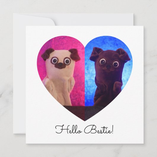 Double Duo Split Photo Heart Besties carte mignonn (Devant)