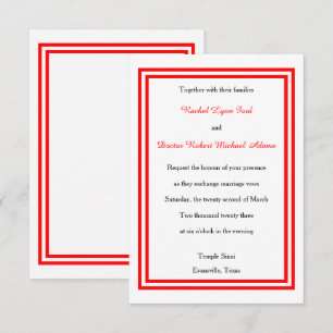 Double encadrement rouge - Invitation de mariage 3